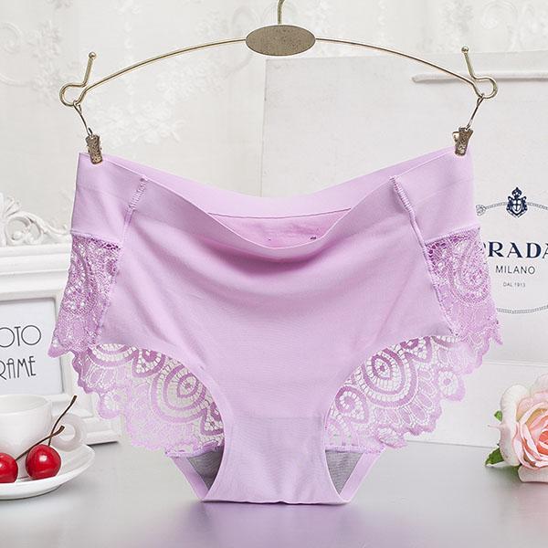 3Pcs/Set Women's Large Size Cotton Crotch Panties Female Breathable Mid-waist Seamless Solid Color Lace Briefs