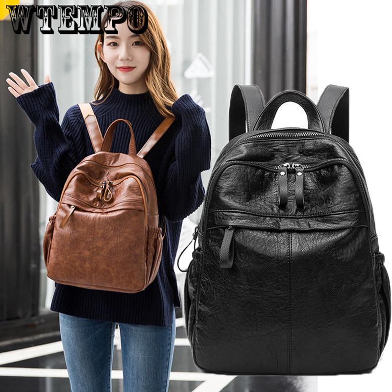 Leather Shoulder Bag Cowhide Large-capacity Trend Wild Travel Simple Casual Backpack