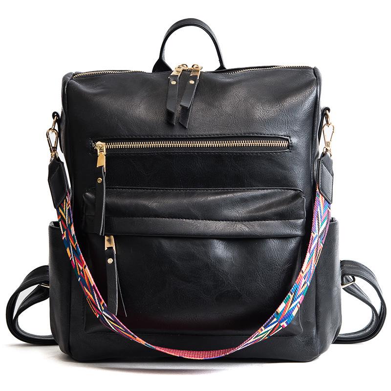 Women Fashion PU Leather Backpack Multi-Function Shoulder Bag Casual Retro Travel Backpack