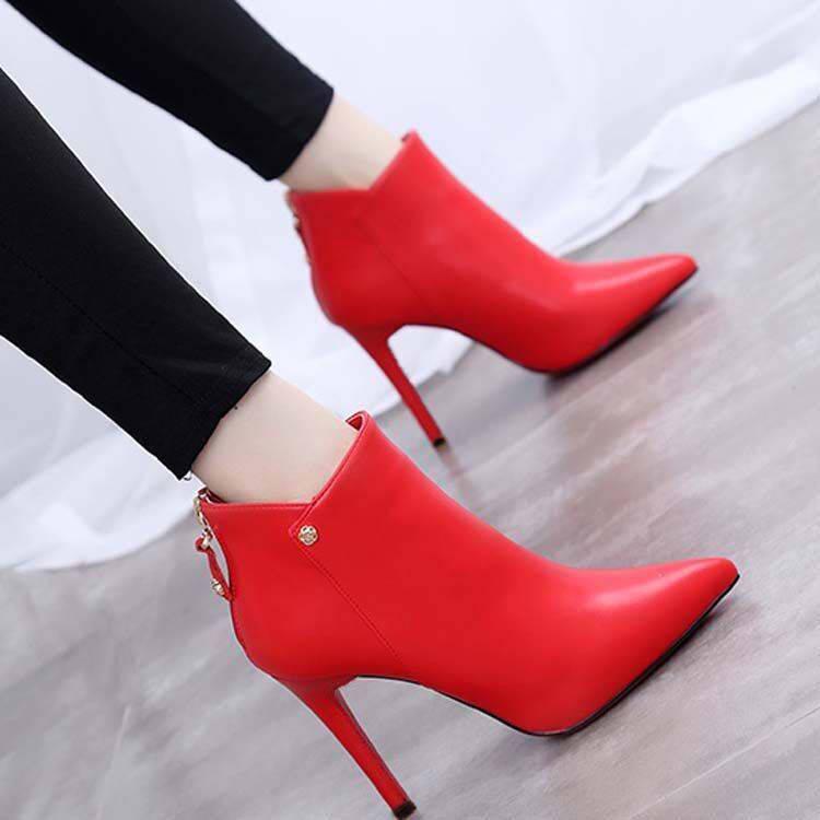 Pointed Women's Boots Bow Stiletto Booties Boots Ladies Shoes Casual Short Boots Chaussures Femme