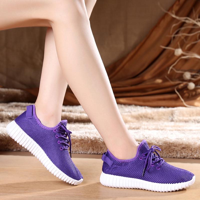 Flat Mesh Sneakers Women's Lace-up Casual Running Shoes Summer Breathable Mesh Shoes Women Outdoor Sports Shoes Light and Breathable