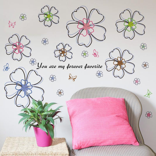 Lucky flower living room bedroom decoration pvc removable you are my forever favorite wallpaper