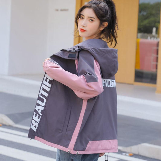 Acket Women's Autumn and Winter 2021 Wild Short Tooling Windbreaker Loose Korean Version of The Jacket Jacket Spring and Autumn