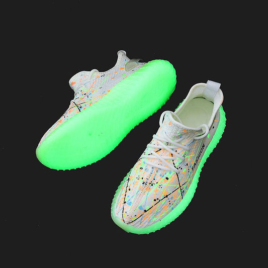 Summer Luminous Shoes Men's Breathable Light Casual Shoes Men's Korean Sports Tide Shoes Men's Shoes