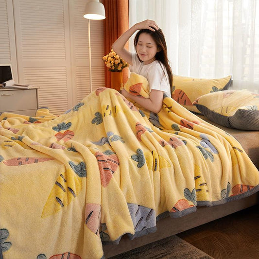 Coral Fleece Blanket Mattress Flannel Cover Blanket Winter Bed Sheet Thicken Warm Summer Siesta Quilt