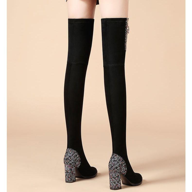 Over-the-knee Boots Women Were Thin Elastic Boots Autumn and Winter High-heeled Boots