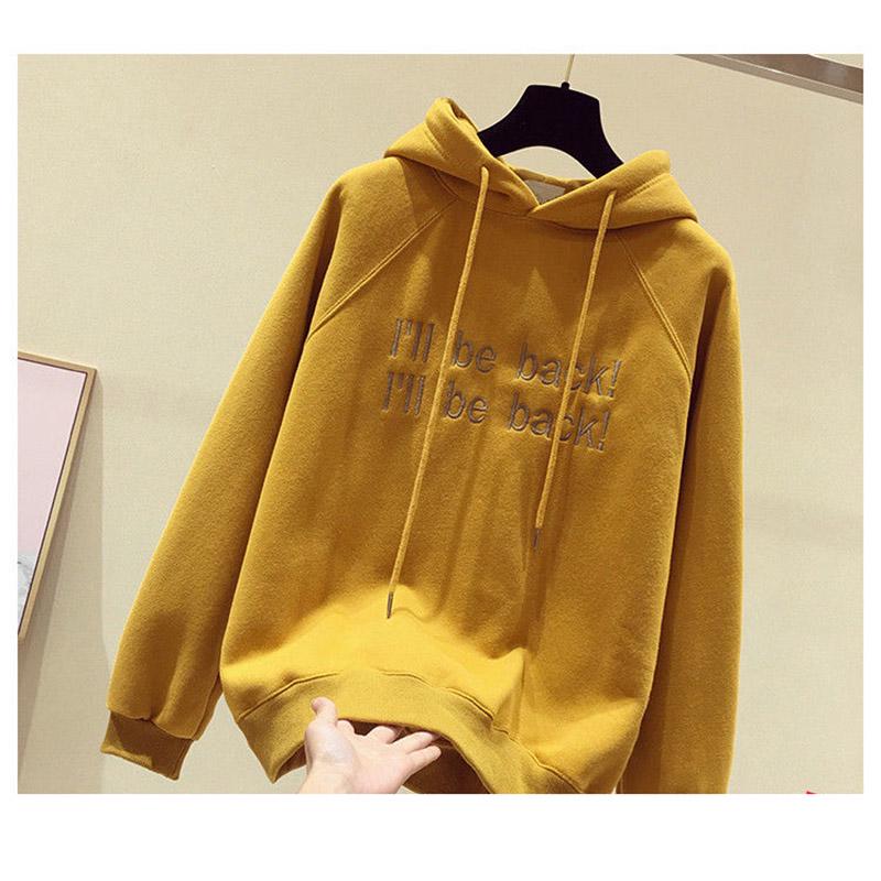 Large size long sleeve warm hooded Tops autumn and winter sweater pure cotton women's jersey wild