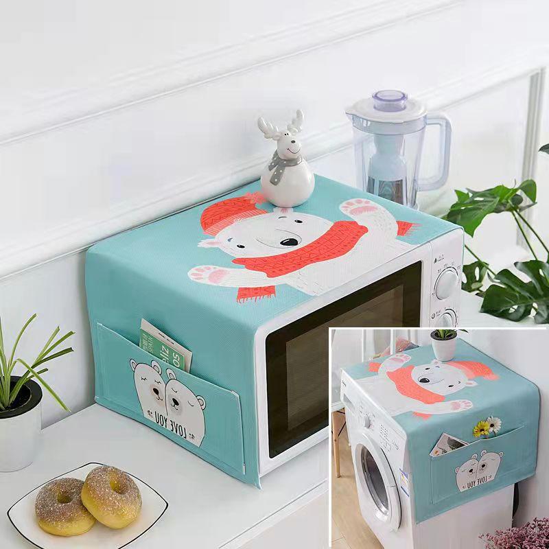 Microwave Hood Oven Dust Cover Oil and Water-proof Household Side Pockets Dust-proof Cloth Refrigerator Dust-proof and Dust-proof Cover Towel