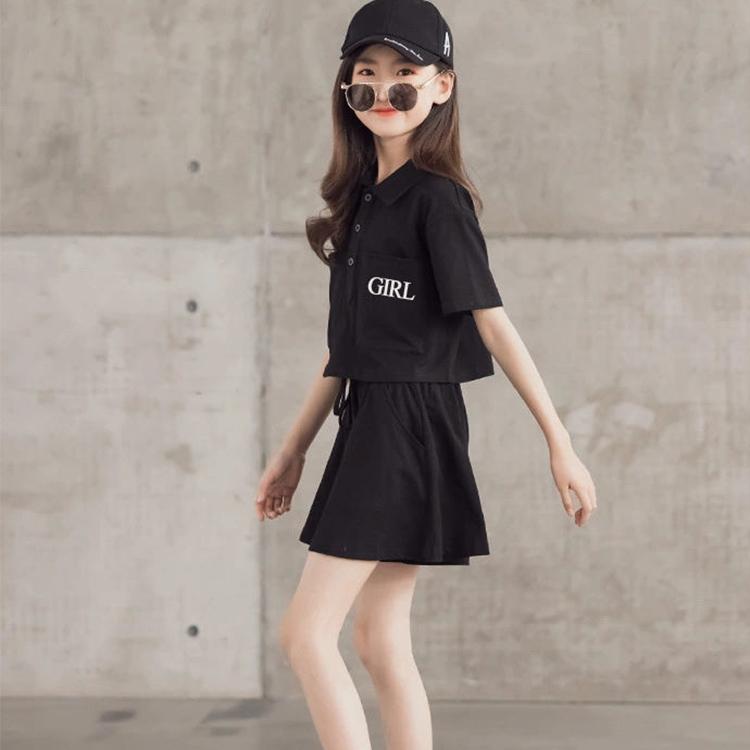 Children's Suit Summer Thin Embroidery Letter T-shirt Shorts Loose Solid Color Casual Sport Swear Two Piece Set