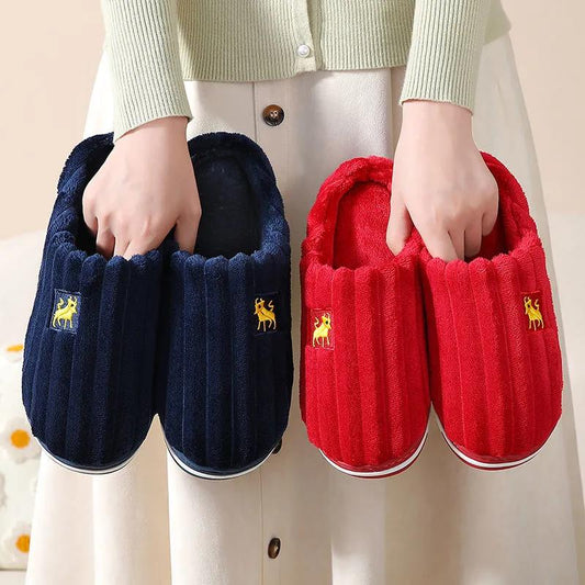 Cotton Slippers Winter Warm Home Home Lovers Non-slip Thick-soled Month Shoes Men and Women Cute Plush Drag