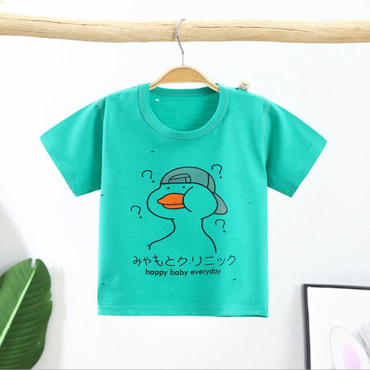 Summer Kids Cute Printing Duck T Shirts Short Sleeve Tops Korean Style O-neck Loose T Shirts for Children Girls and Boys