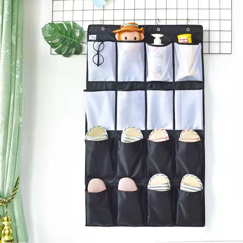 12/24 Grids Shoe Storage Bag Behind The Door Grid Hanging Bag Finishing Bag Wall Hanging Debris Storage Bag Wardrobe Multi-layer Cloth Bag