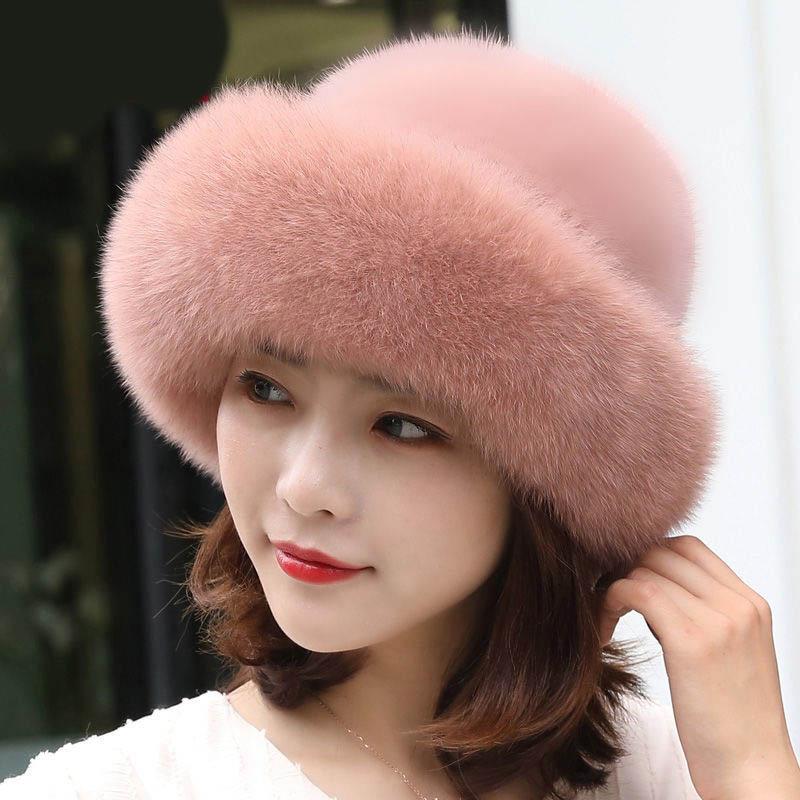 Winter Hat Women Wild Western Fashion Ear Warmth Imitation Mink Fur Thick Windproof Hat