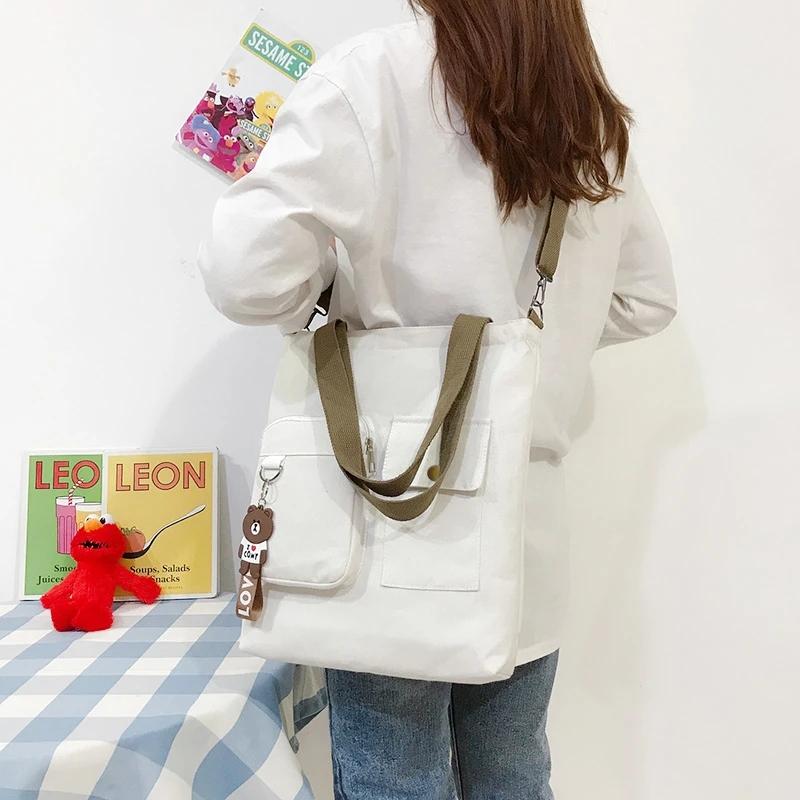 Canvas Bag Female Student Shoulder Bag Female Bag Korean Messenger Bag Handbag Large Capacity Tote Bag