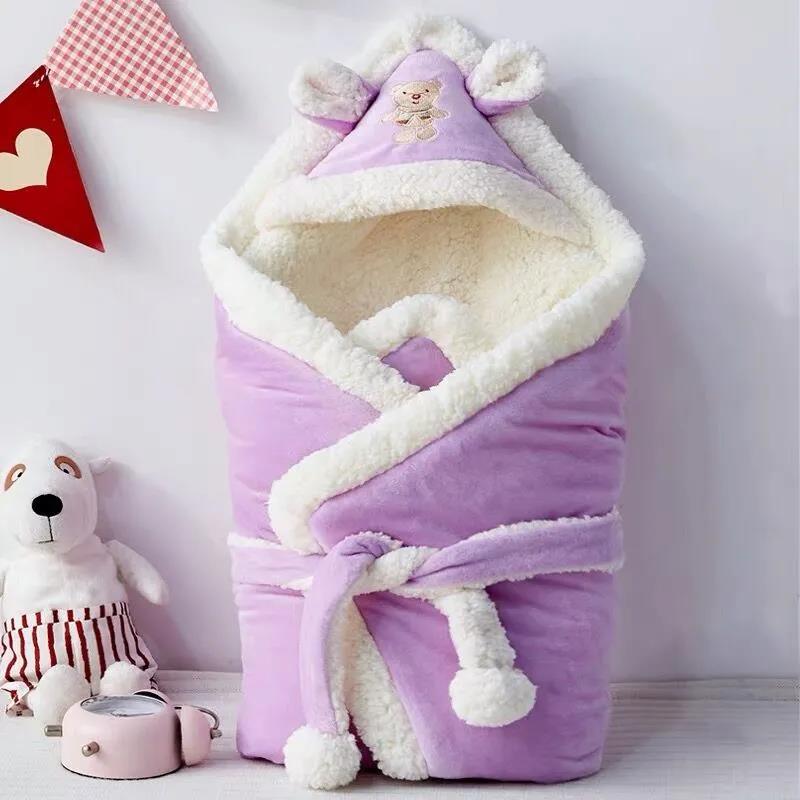 Baby Holding Quilt Thickened Autumn and Winter Newborn Cloak Multifunctional Dual-purpose Going Out Coral Velvet Blanket