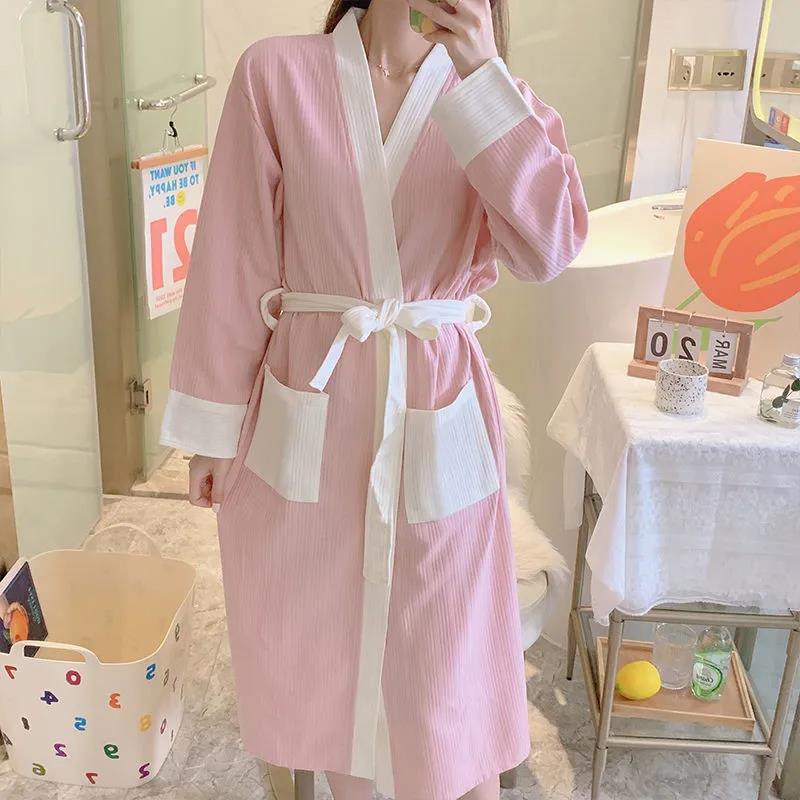 Spring and Autumn Ladies Nightgown Long Tether Sweet Loose Design Night Skirt Thin Homewear Yukata