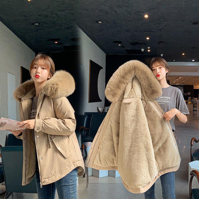 Winter Fashion Trend Mid-length Women's Thick and Loose Fur Collar Student Korean Coat Quilted Jacket