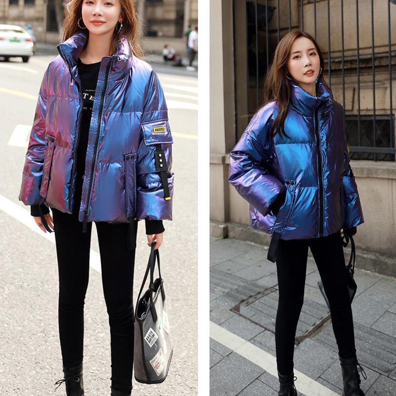 2020 New Ladies Down Jacket Shiny Short Parker Clothing Female Student Fashion Loose Winter Jacket