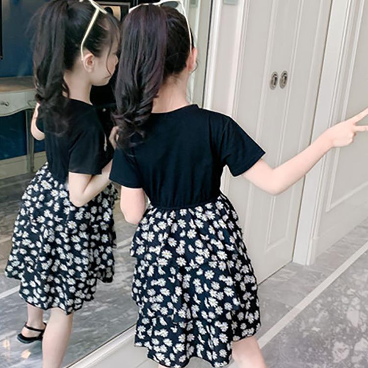 Children Dress Spring Summer O-neck Kids Clothing  Baby Girls Clothing Printing Short Sleeve Dress Girl