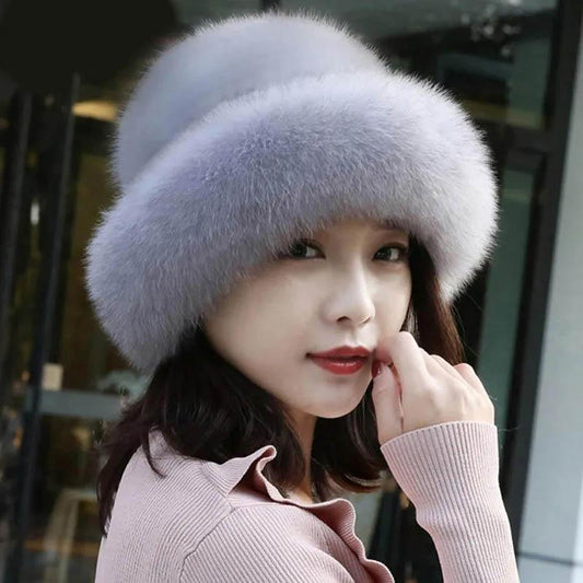 Women Fluffy Knitted Winter Warm Rex Rabbit Soft Fur Hats Casual Autumn Ladies Caps