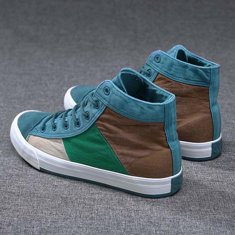 Plus Size 39-44 Summer Men Canvas Sneakers Comfortable Running Basketball Shoes Breathable Shockproof Non-slip Colorblock Shoes