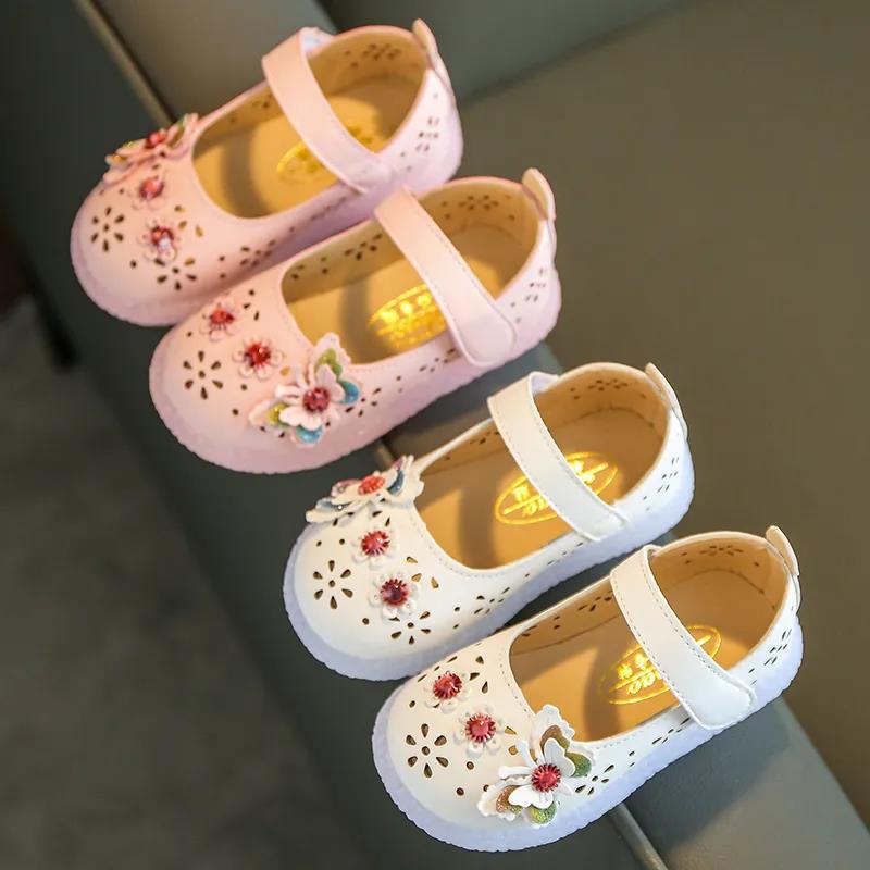 Spring and Autumn Girls' Leather Shoes Hollow Student Net Red Princess Shoes Baby Children's Dance Shoes Children's Single Shoes