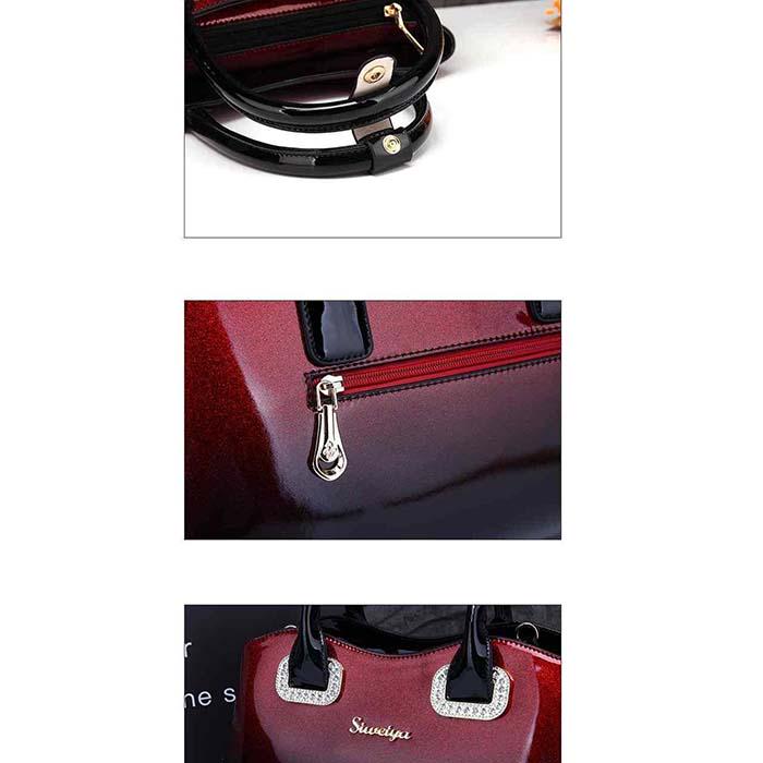 Woman Leather Handbag Luxury Patent Leather Shoulder Bags Handbags Women Bride Wedding Totes Boston