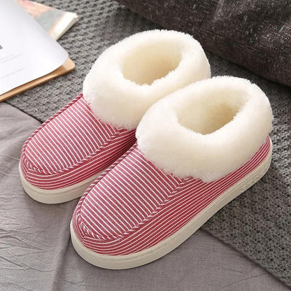 Cotton Slippers Keep Warm Autumn and Winter Pregnant Women's Bedroom Shoes Men and Women Couples Postpartum Bag Plus Velvet Thick Winter