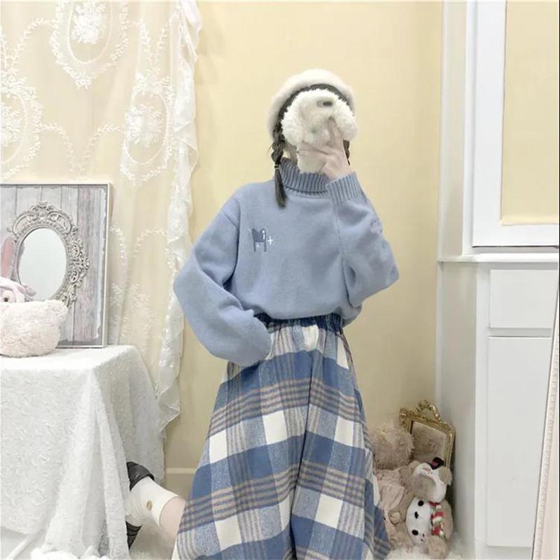 Warm Suit Autumn and Winter Knitted Sweater Women Loose Two-piece Woolen Mid-length Skirt Women Sweet and Cute