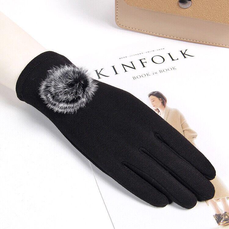 Plush Cotton gloves Windproof gloves Winter Warm gloves Leather gloves Woman Trend fashion gloves