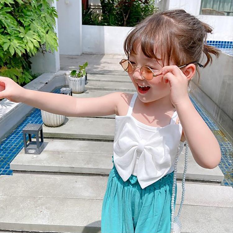 Summer Kids Cute Solid Vest Sleeveless Tops Korean Style Slash Neck Slim Camisole Inside Out for Children Girls