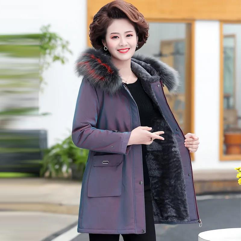 Women's Mid-length Down Jacket Winter Korean Loose Cotton Clothes Casual Hooded Padded Jacket Quilted Jacket