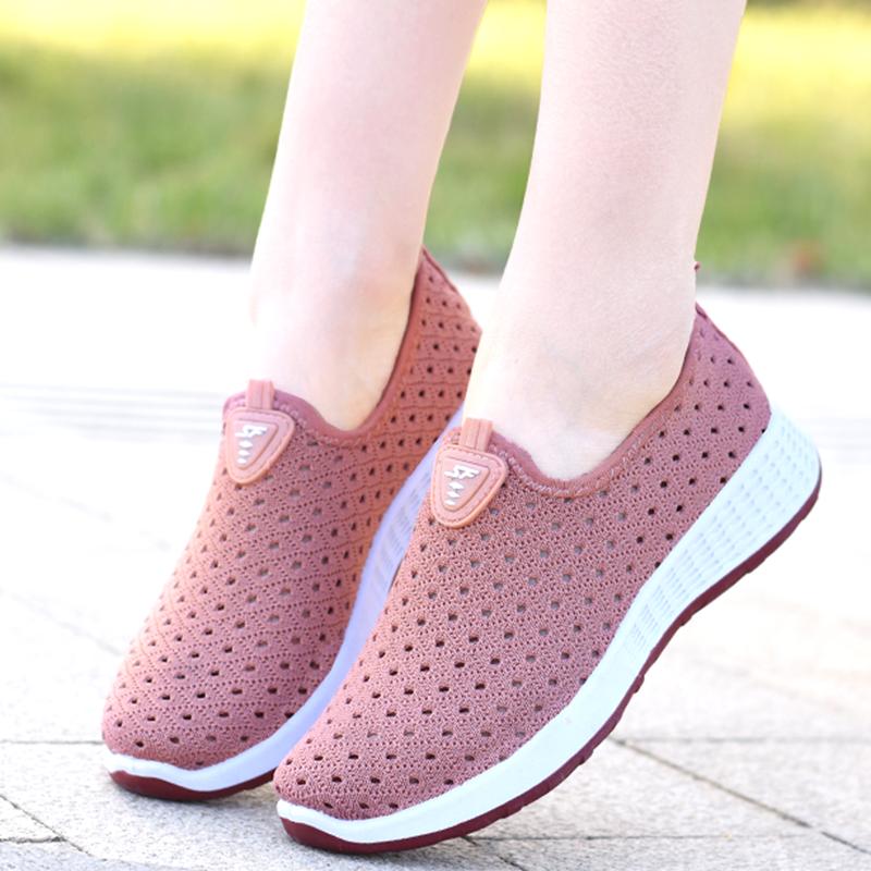 Net Shoes Women Summer Old Beijing Cloth Shoes Women's Shoes Breathable Soft Sole Mesh Casual Sports Shoes Women Middle-aged and Elderly Mother Shoes