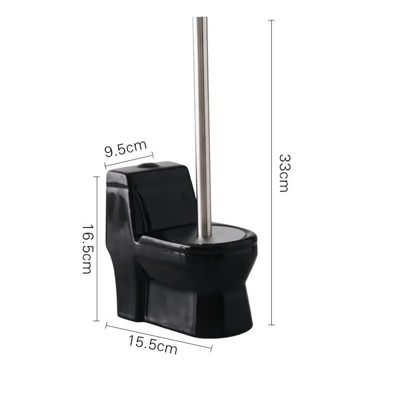 Creative Handmade Toilet Brush Holder Set Creative Bathroom Cleaning Ceramic Long Handle Free Punching Toilet Brush