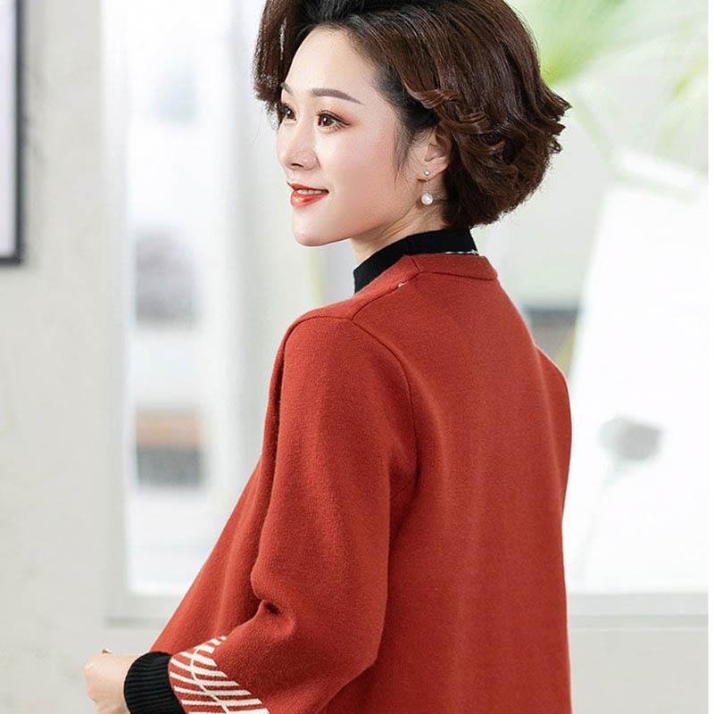 Mother Spring and Autumn Coat Western Style Short Middle-aged Women's Sweater Cardigan Top