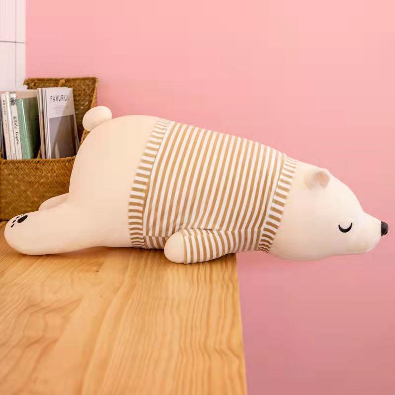 Polar Bear Plush Toys Long Pillow Stuffed Doll Girls Soft Goddess Festival Toys