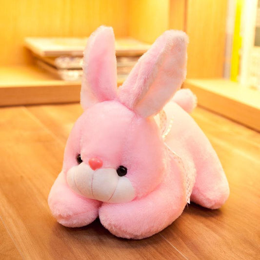 Children Lovely Little Rabbit Plush Doll Cute Silk Ribbon Lying Rabbit Plush Toys Kids Sleeping Doll Pillow Gifts