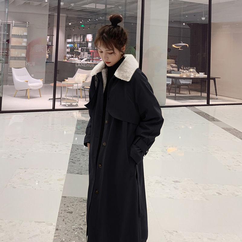 Winter Liner Plus Velvet Thickening Imitation Lamb Wool Windbreaker Pie Overcoming Padded Coat Women's Mid-length Over-the-knee Coat