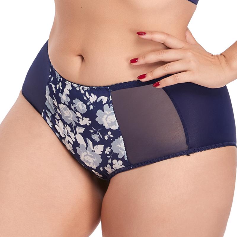 4Pcs Spring/Summer Sexy Lace Printed Panties Plus Size Ladies Briefs High Waist Plus Size Mommy Pants L-5XL