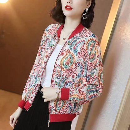 Baseball Uniform Jacket Women's Large Size UV Protection Long-sleeved Age-reducing Thin Cardigan Top