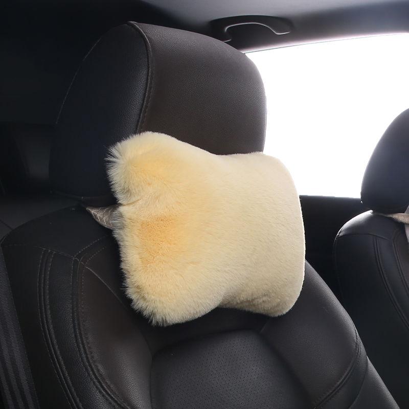 Car 4pcs Pillow Neck Pillow Imitation Rabbit Plush Bone Head Pillow Waist Pillow Waist Bolster Car Waist Back Suit General Plush Cushion