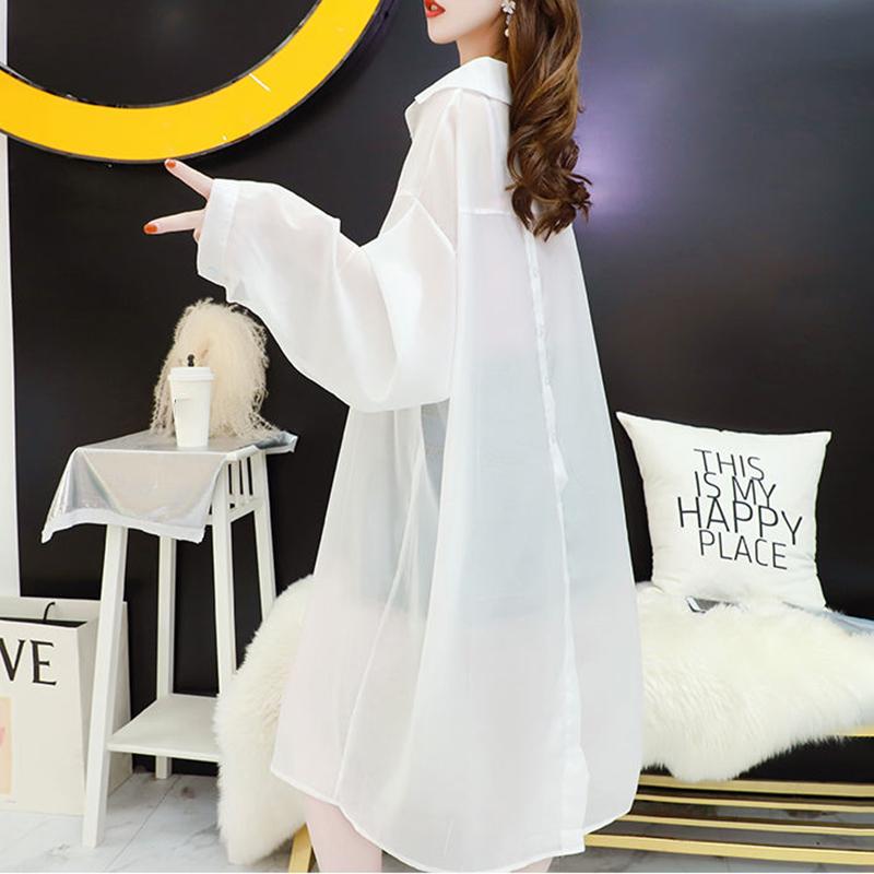 Women's Long Shirt Women's Mid-length Long-sleeved Thin Loose Cardigan Casual Loose Jacket Summer Sun Protection Clothing