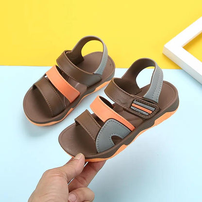 Boys Sandalies Children's Sandals Boys Stitching Simple Soft Bottom Sandals Baby Beach Shoes