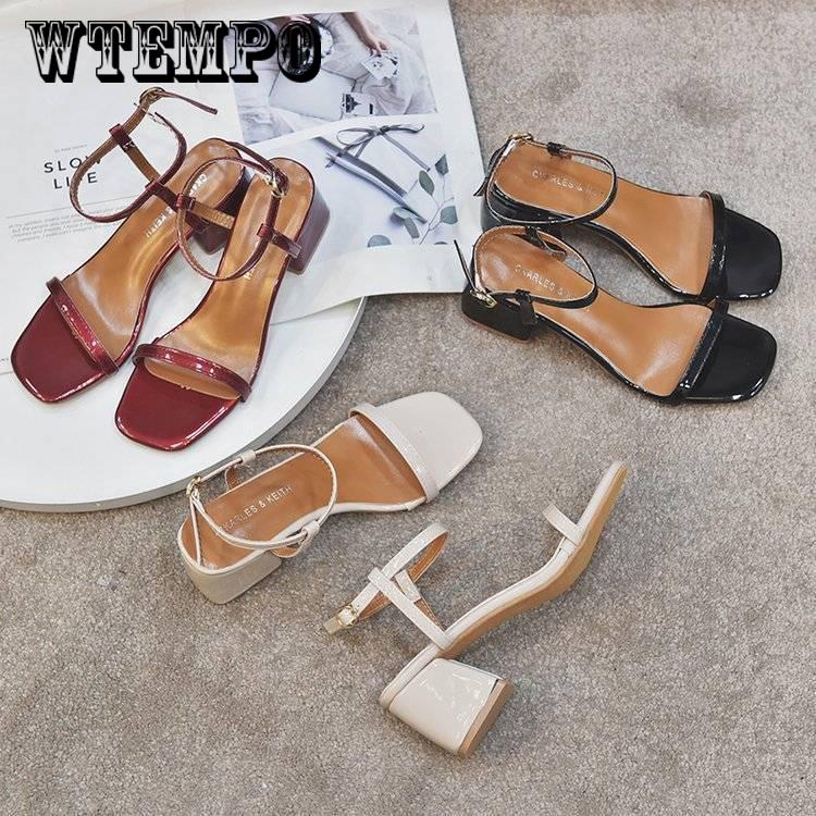 New Women's Open Toe Buckle Strap Ankle Sandal Boots High Chunky Heel Roman Shoes