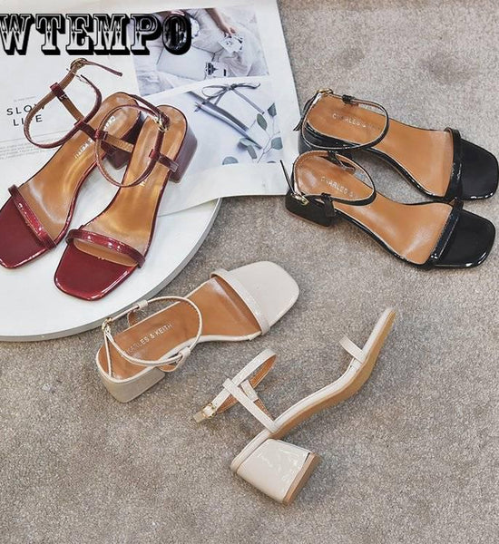 New Women's Open Toe Buckle Strap Ankle Sandal Boots High Chunky Heel Roman Shoes