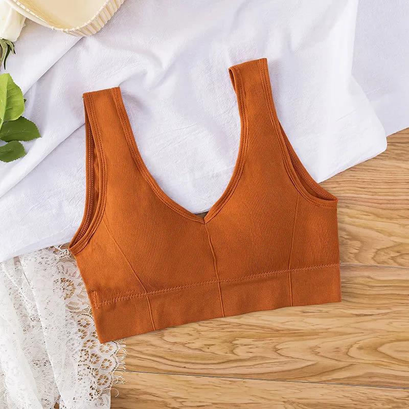 Korean Version of The Shock-proof Sling Gathered No Steel Ring Beautiful Back Elastic Skin-friendly Breathable Vest Type Women's Underwear Bra