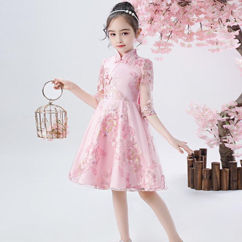 Girls Dress Cheongsam Chinese Style Improved Hanfu Children Princess Dress Girl Skirt Dress Summer