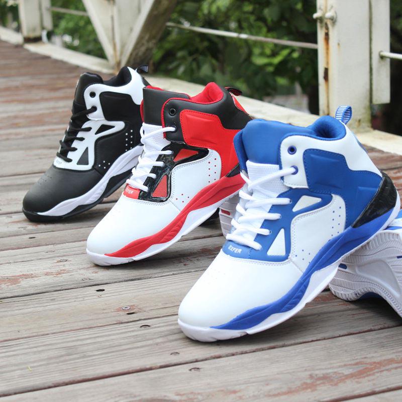 Size 39-44 Men Leather Sneakers Shockproof Breathable Deodorant Running Basketball Shoes Boys Non-slip Wear-resistant Skate Shoes