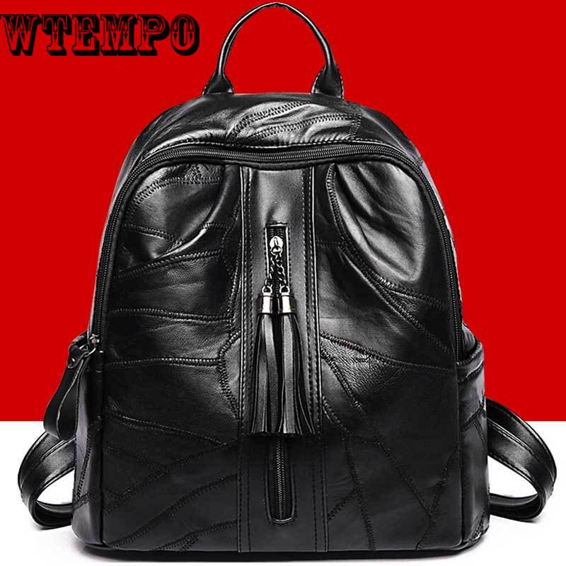 Fashion Women Backpack Set Black Bagpack with Small Bag PU Leather  Ladies Bags for Woman