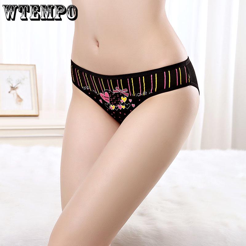 WTEMPO 6 Pcs/Lot Cotton Women's Briefs Sexy Low-Waist Panties Ladies Briefs Cotton Briefs Underwear